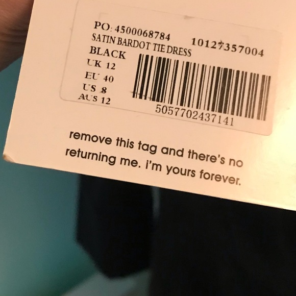 🎀NWT Missguided Satin Bardot Tie Dress in Black MISSING BELT Size 8 - Picture 11 of 14